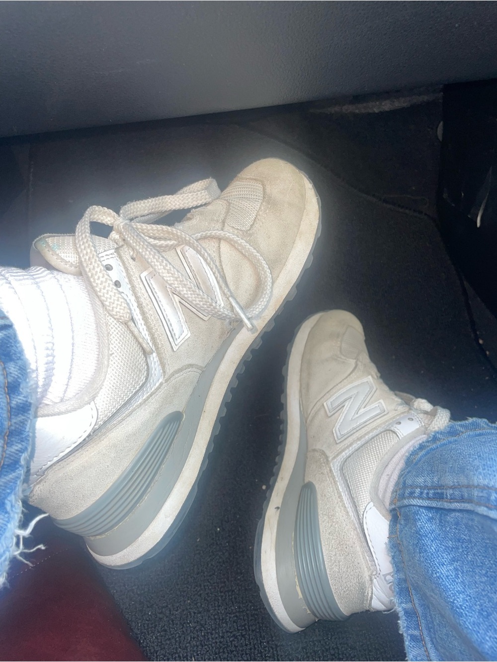 New Balance Women's Light Beige Casual Sneakers well loved